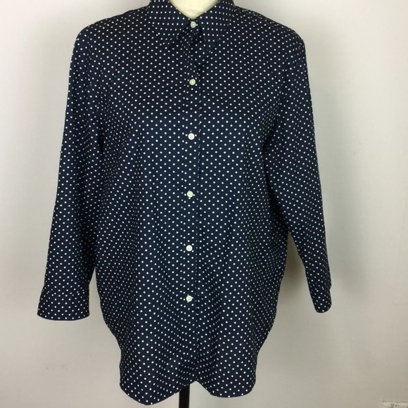 Ralph Lauren Casual Blue Button Down Shirt with Polka Dots - Picture 1 of 7